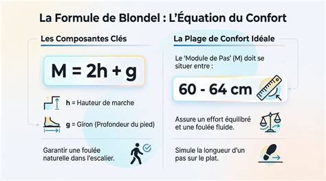 Diagramme illustrant la relation de Blondel pour le confort d'un escalier