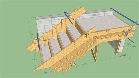 Schéma d'un escalier monumental avec coffrage en place