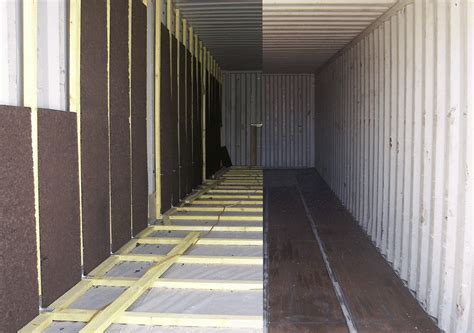 Schéma d'un container maritime avec isolation intérieure et extérieure