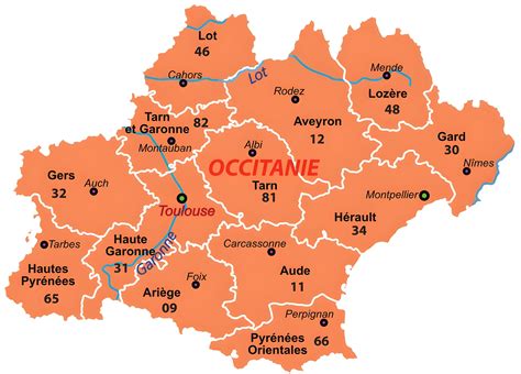 Carte de la région Occitanie avec Labastide-Saves et les communes environnantes mises en évidence