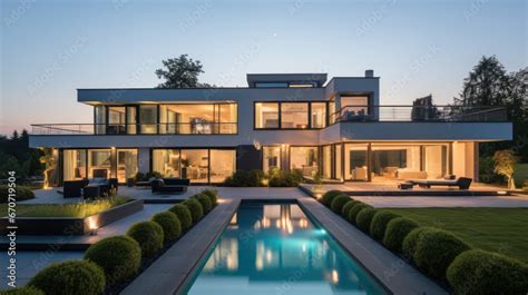 Villa moderne avec piscine et jardin paysager
