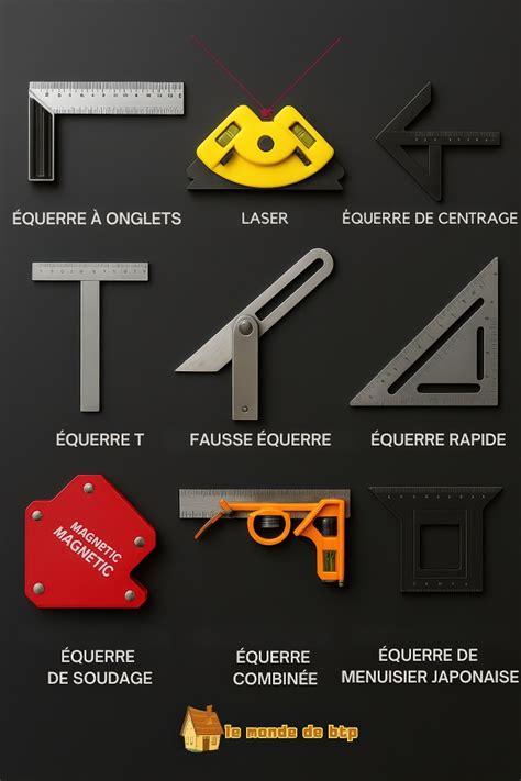 Infographie montrant différents types d'équerres et leurs usages