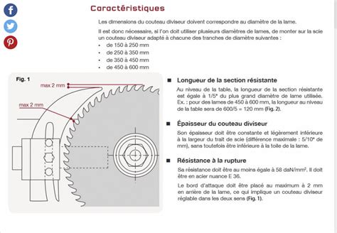 Illustration comparative des épaisseurs de lame et de couteau diviseur