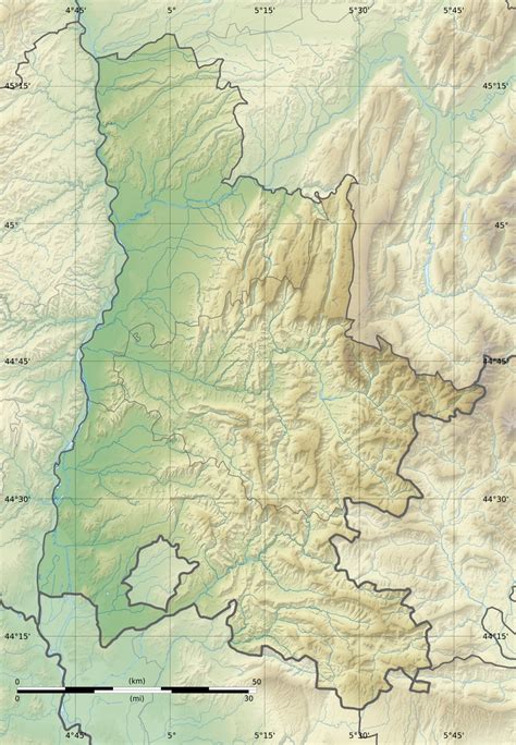 Carte de la Drôme avec localisation de La Coucourde et La Laupie