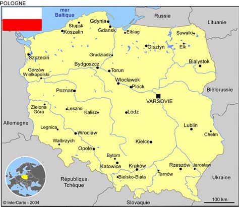 Carte de la Pologne avec Poznań mise en évidence