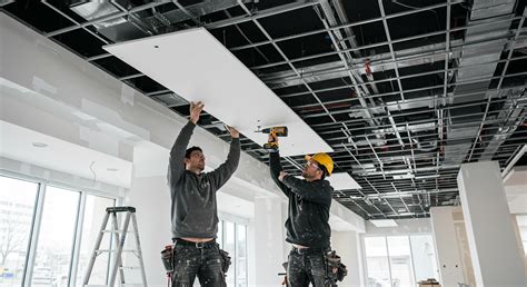 Plafond suspendu moderne dans un espace commercial