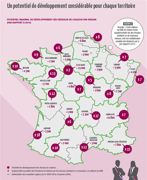 Carte de France illustrant les réseaux de chaleur