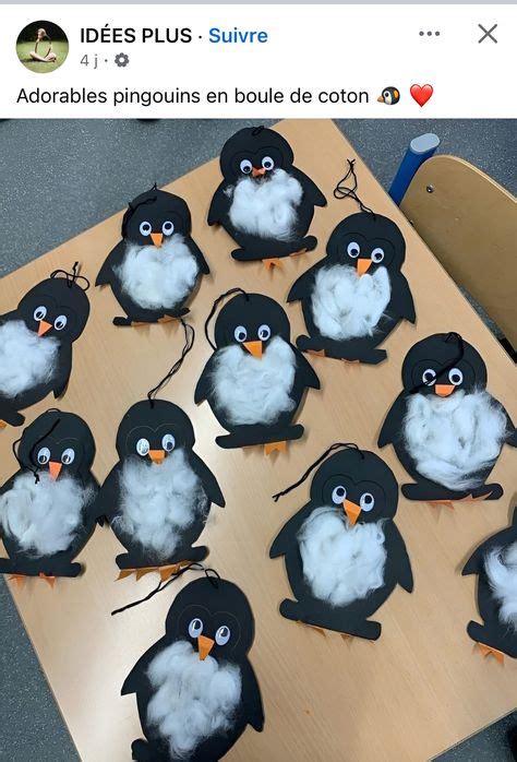 Pingouin réalisé en papier noir et coton
