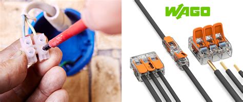 Connexion de fils électriques dans une boîte de dérivation avec bornes Wago