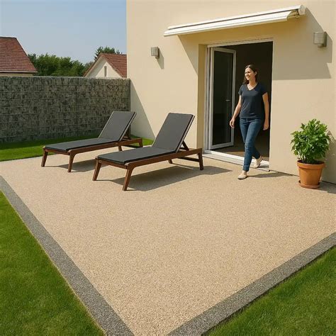 Application de résine sur une terrasse en béton