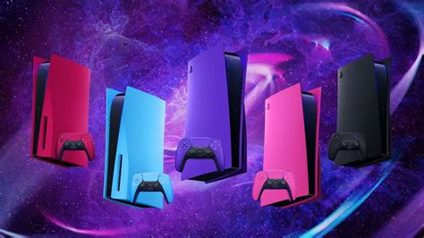 Console PS5 avec différentes façades colorées