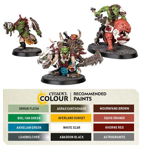 Schéma de couleurs pour les différentes tribus Orks