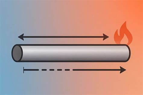 Diagramme illustrant la dilatation linéaire d'une barre sous l'effet de la chaleur
