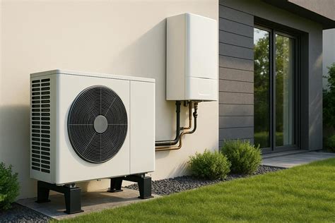 Illustration d'une pompe à chaleur moderne installée dans une maison