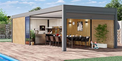 Pool house avec cuisine d'été et bar extérieur