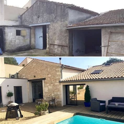 Avant et après rénovation d'une piscine ancienne