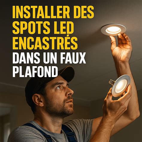 Illustration de spots encastrés dans un faux plafond