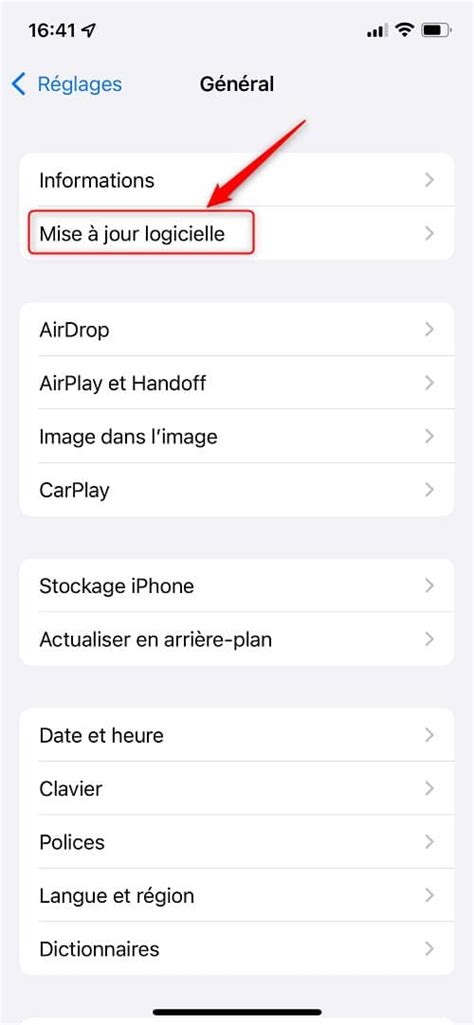 Icône représentant une mise à jour logicielle sur un iPhone