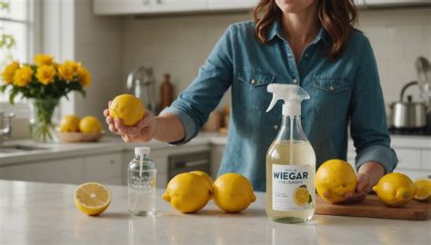 Une main nettoie un mousseur avec du vinaigre blanc