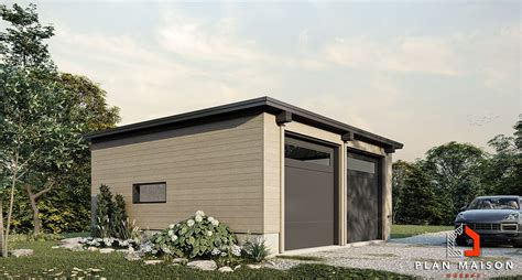 Garage en bois avec toit plat