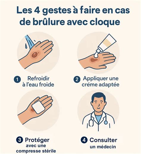 Illustration d'une personne versant de l'eau fraîche sur une brûlure