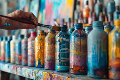 Schéma illustrant la technique de peinture intérieure de bouteilles en verre