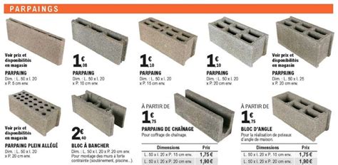 Différents types de parpaings en béton
