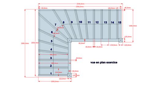 Plan d'un escalier sur mesure
