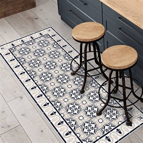Motifs carreaux de ciment sur tapis vinyle