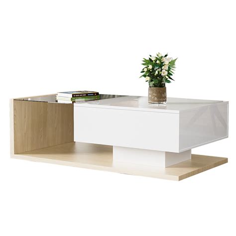 Table basse combinant stratifié blanc et palissandre