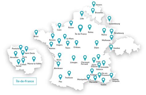 Carte montrant la répartition des centres de formation et entreprises proposant des alternances en électricité