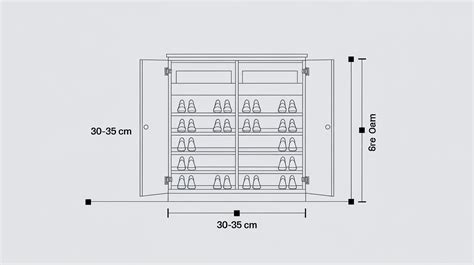 Schéma d'un meuble à chaussures derrière plinthe