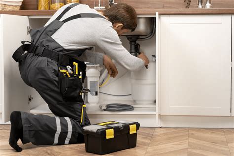 Plombier travaillant dans une cuisine parisienne