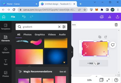 Illustration montrant le panneau d'options de dégradé de formes