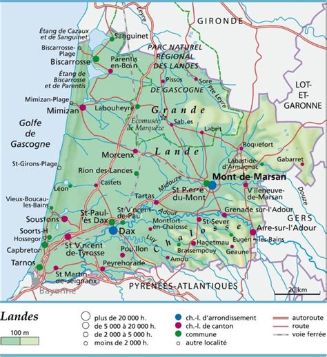 Carte des Landes avec Orthevielle mise en évidence