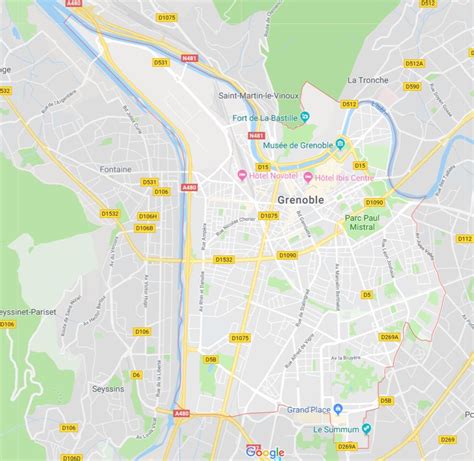 Carte de Grenoble avec un point d'intérêt marquant le siège social de l'entreprise
