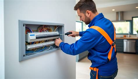 Professionnel en train d'installer un tableau électrique