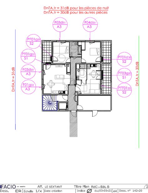 Exemple de plan de repérage coloré de menuiseries