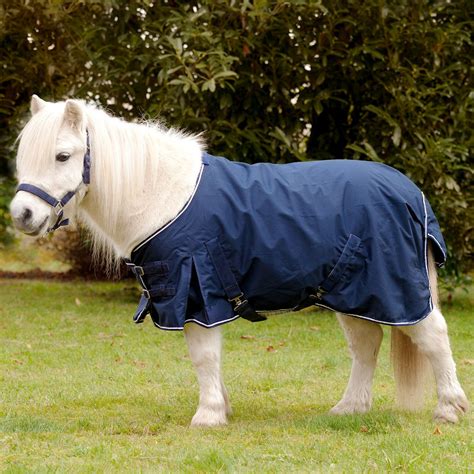 Poney Shetland portant une couverture imperméable