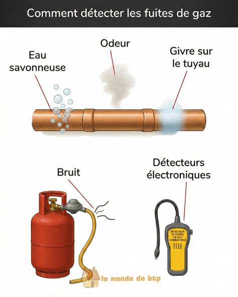 Schéma du test à l'eau savonneuse pour détecter une fuite de tuyau