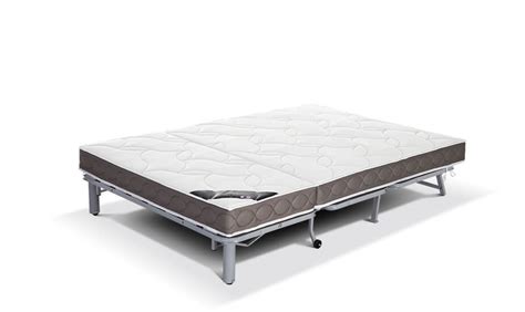Schéma d'un canapé convertible ouvert montrant le matelas et le sommier