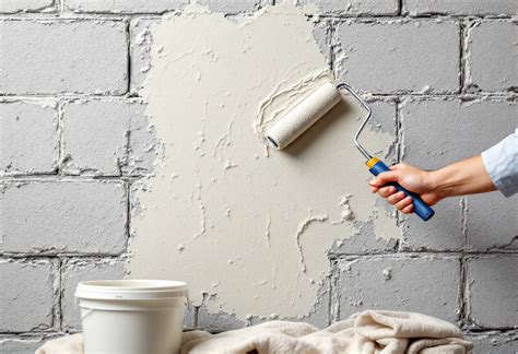 Application de peinture sur un mur en parpaing avec un rouleau à poils longs