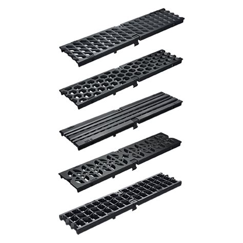 Illustration de différents types de grilles de caniveaux pour charges lourdes