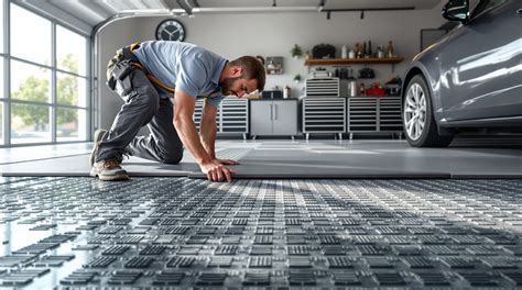 Dalles de sol clipsables dans un garage moderne