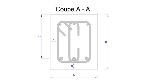 Vue en coupe d'un coffrage de linteau avec ferraillage