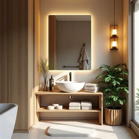 Ambiance de salle de bain relaxante avec éclairage doux