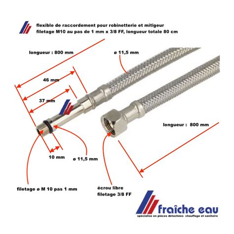 Schéma d'un flexible de robinet avec ses raccords