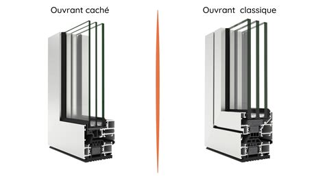 Schéma comparatif surface vitrée fenêtre traditionnelle vs ouvrant caché