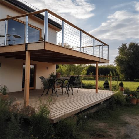 Exemple de terrasse sur pilotis avec revêtement composite