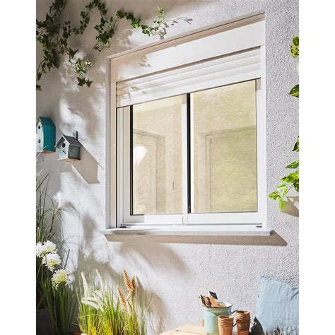Fenêtre coulissante PVC grise avec volet roulant intégré